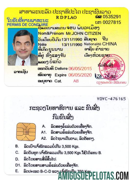 Carta de condução do Laos baixar para verificação